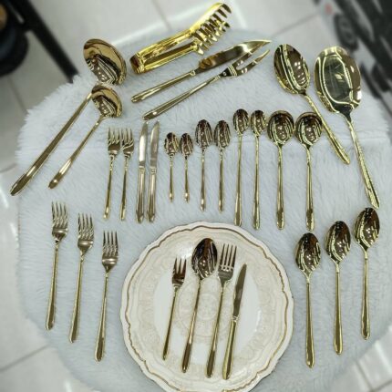 سرویس قاشق چنگال زولینگن اصل آلمان 24 نفره 120 پارچه مدل دونا طلایی براق