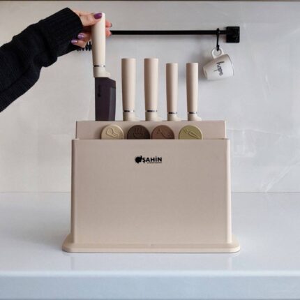 ست چاقو و تخته خردکن ترک 10 پارچه Şahin مدل Efruz